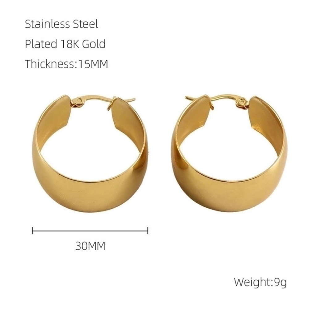 Exaggerated French Style Rounded 18K Gold Plated Earrings - Picture 5 of 5